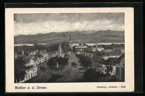 AK Wallsee a. d. Donau, Ortsansicht aus der Vogelschau