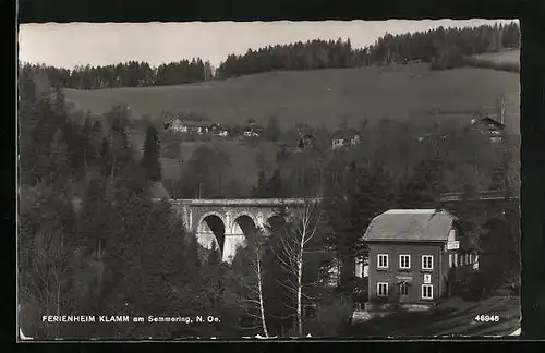AK Klamm am Semmering, Ferienheim mit Brücke