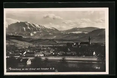 AK Wieselburg an der Erlauf, Ortsansicht mit Oetscher