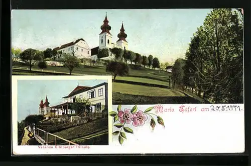 AK Maria-Taferl, Teilansicht der Kirche, Veranda Eilnberger