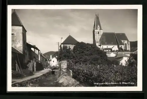 AK Weissenkirchen / Wachau, Flusspartie vor der Kirche