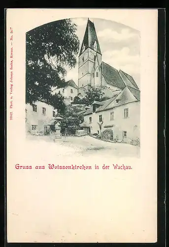 AK Weissenkirchen / Wachau, Strassenpartie vor der Kirche