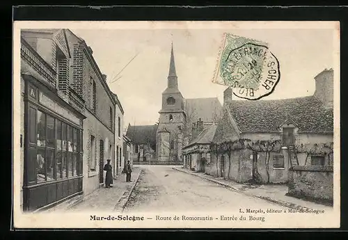 AK Mur-de-Sologne, Route de Romorantin - Entrée du Bourg