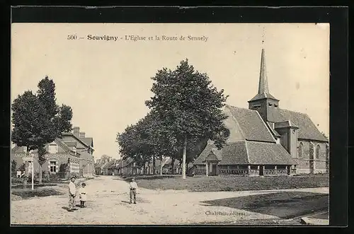 AK Souvigny, L`Eglise et la Route de Sennely
