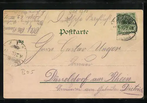 Lithographie Magdeburg, Der Breite Weg, Der Dom