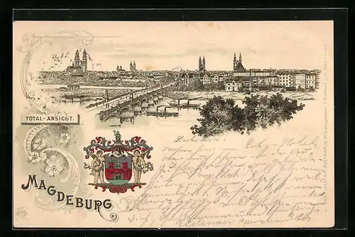 Lithographie Magdeburg, Total-Ansicht