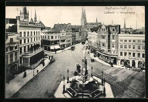 AK Lübeck, Klingenberg aus der Vogelschau