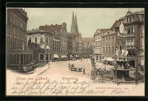 AK Lübeck, Klingenberg mit Denkmal