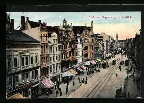 AK Magdeburg, Breiteweg aus der Vogelschau