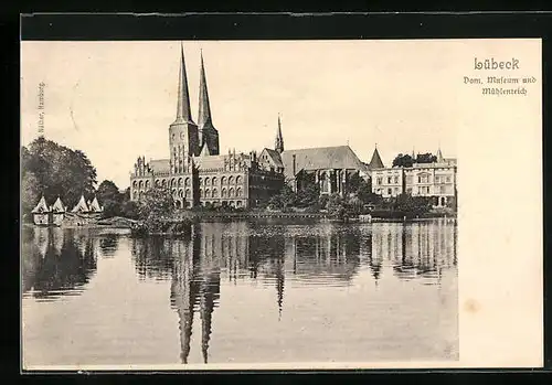 AK Lübeck, Dom, Museum und Mühlenteich