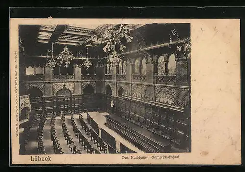 AK Lübeck, Rathaus, Bürgerschaftssaal von oben