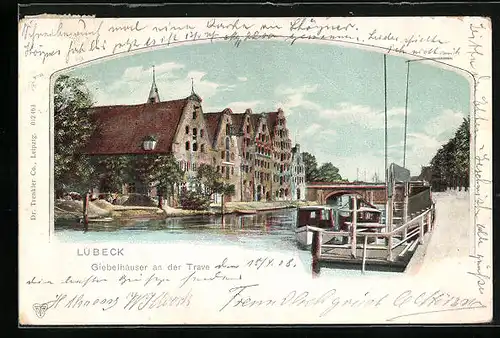 AK Lübeck, Giebelhäuser an der Trave
