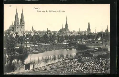 AK Lübeck, Blick von der Catharinenstrasse