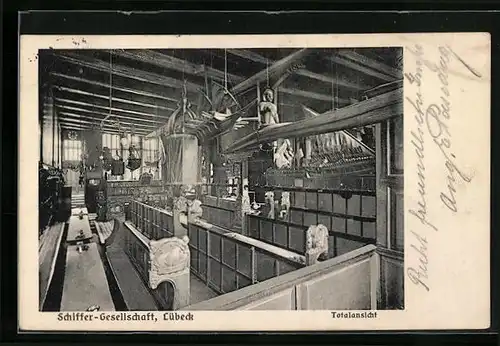 AK Lübeck, Innenansicht der Schiffergesellschaft, Totalansicht