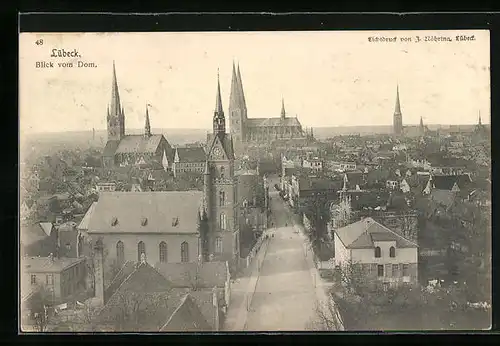 AK Lübeck, Panorama vom Dom
