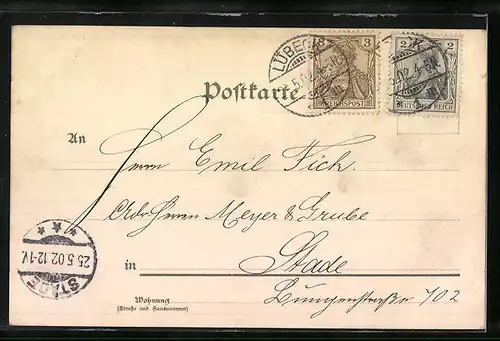 AK Lübeck, Flusspartie mit der Burgthorbrücke
