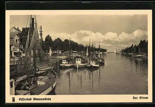 AK Warnemünde, Hafenpartie des Ostseebads