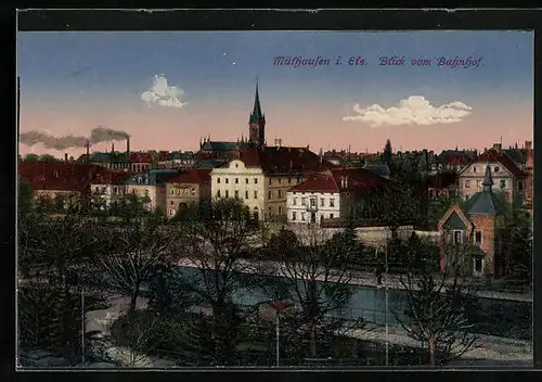 AK Mülhausen i. Els., Blick vom Bahnhof