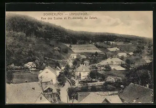AK Schnierlach, Rue des Ecoles et Promenade du Sabat, Strassenpartien