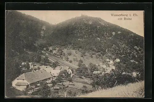 AK Wasserburg i. Els, Teilansicht mit Ruine