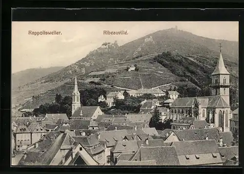 AK Rappoltsweiler, Ortspartie mit Kirche