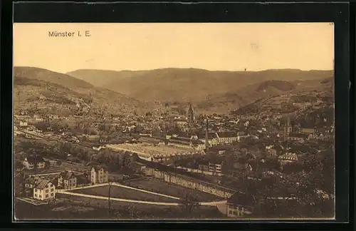 AK Münster, Ortsansicht aus der Vogelschau