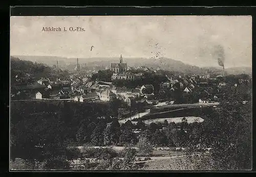 AK Altkirch, Panorama mit Kirche
