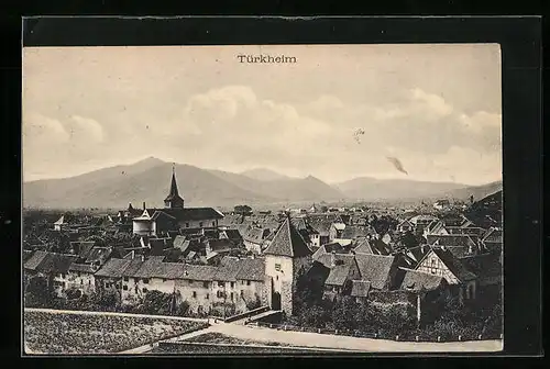AK Türkheim, Gesamtansicht mit Gebirgspanorama