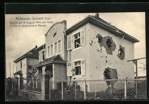 AK Mülhausen-Dornach, Zerschossene Häuser