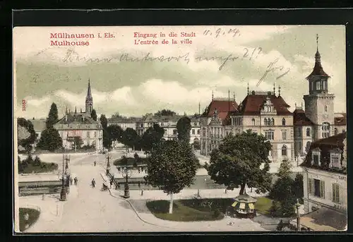 AK Mülhausen im Elsass, Eingang in die Stadt