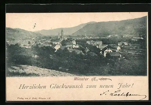 AK Münster in Elsass, Gesamtansicht aus der Ferne