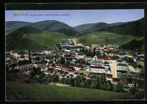 AK Markirch, Ortsansicht mit dem Grenzkamm