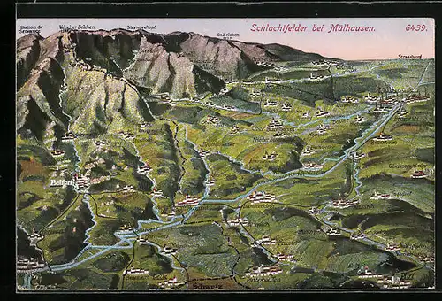 AK Mülhausen, Topographische Karte aller Schlachtfelder