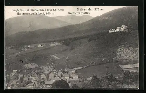 AK Jungholtz, Teilansicht mit Thierenbach, St. Anna und dem Hartmannswillerkopf