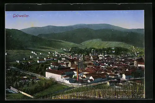 AK Gebweiler, Ortsansicht vom Hügel aus