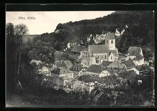 AK Pfirt, Blick auf die Dächer der Stadt