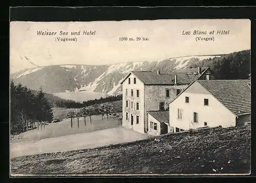 AK Weisser See /Vogesen, See und Hotel aus der Vogelschau