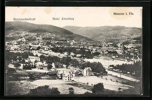 AK Münster, Hotel Altenberg aus der Vogelschau