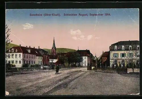 AK Sennheim, Ortsansicht, Strassenpartie