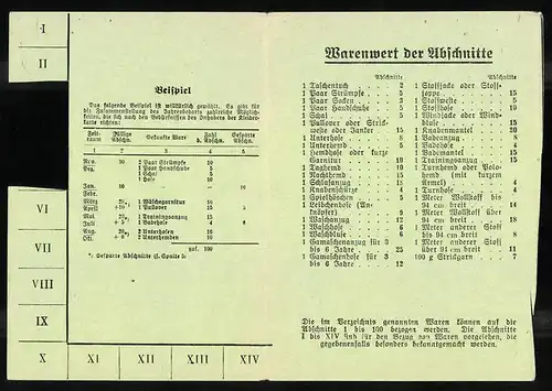 Lebensmittelmarke Reichskleiderkarte für Knaben zwischen 3 und 14, z. T. eingelöst