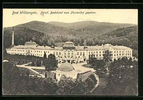 AK Bad Wildungen, Fürstl. Badehotel vom Fürstenhof gesehen