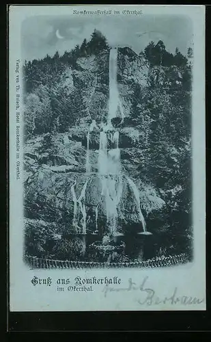 Mondschein-AK Oker, Romkerwasserfall im Okerthal