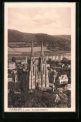 AK Marburg / Lahn, Elisabethkirche aus der Vogelschau