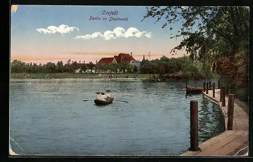 AK Crefeld, Ruderpartie im Stadtwald