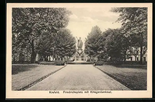 AK Krefeld, Friedrichsplatz mit Kriegerdenkmal