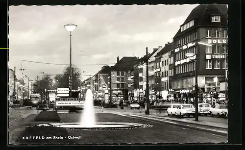 AK Krefeld, Strassenbahnverkehr auf dem Ostwall