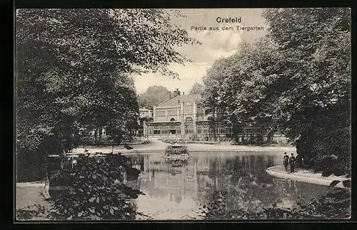 AK Crefeld, Teich im Tiergarten