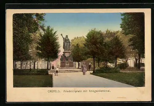 AK Crefeld, Friedrichplatz mit Kriegerdenkmal
