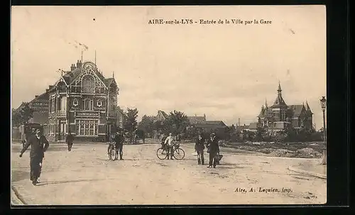 AK Aire-sur-la-Lys, Entrée de la Ville par la Gare