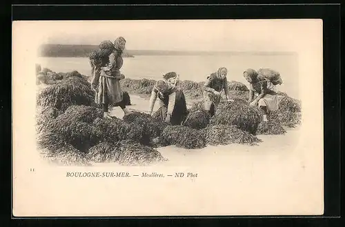 AK Boulogne-sur-Mer, Moulières, Muschelsucherinnen